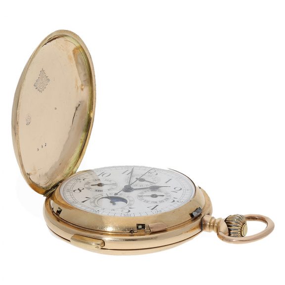 Swiss 14 carat pink gold watch with seven complications Circa 1890 Swiss 14 carat pink gold watch with seven complications Circa 1890