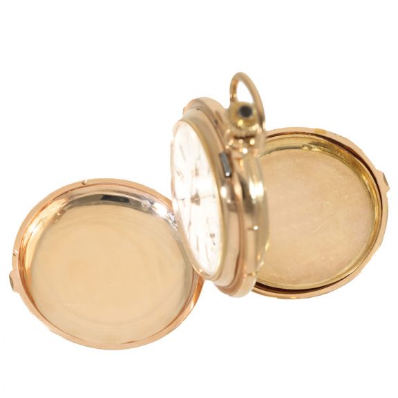 Swiss 18 carat gold full hunter watch with minute repeater Circa 1890 Swiss 18 carat gold full hunter watch with minute repeater Circa 1890