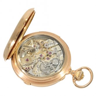 Swiss 18 carat gold full hunter watch with minute repeater Circa 1890
