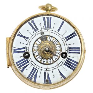 French gilt repoussé scene on back 