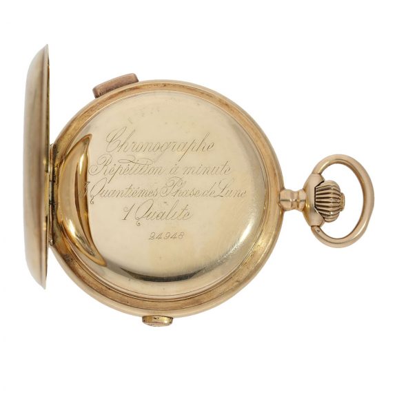 Swiss 14 Carat gold complicated astronomical watch with chronograph Circa 1900 Swiss 14 Carat gold complicated astronomical watch with chronograph Circa 1900