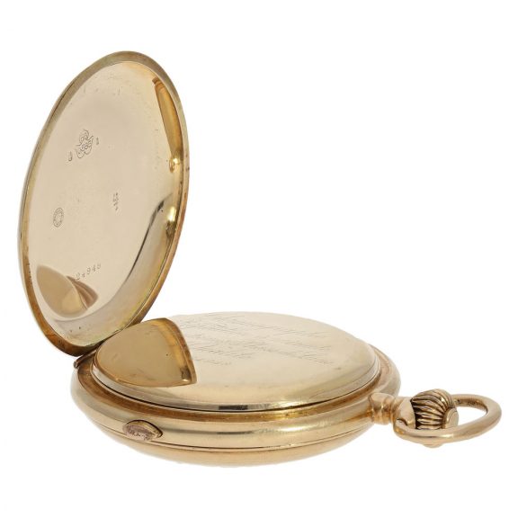 Swiss 14 Carat gold complicated astronomical watch with chronograph Circa 1900 Swiss 14 Carat gold complicated astronomical watch with chronograph Circa 1900