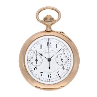 German 14K gold open faced lever chronograph Circa 1908