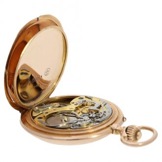 German 14K gold open faced lever chronograph Circa 1908