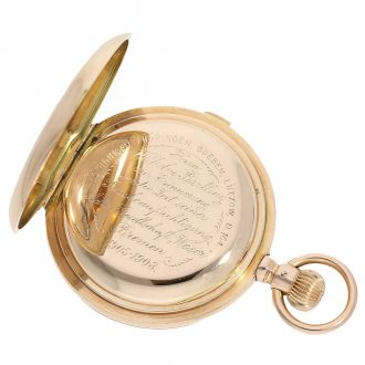 German 14 carat gold historically interesting hunter case watch Circa 1908