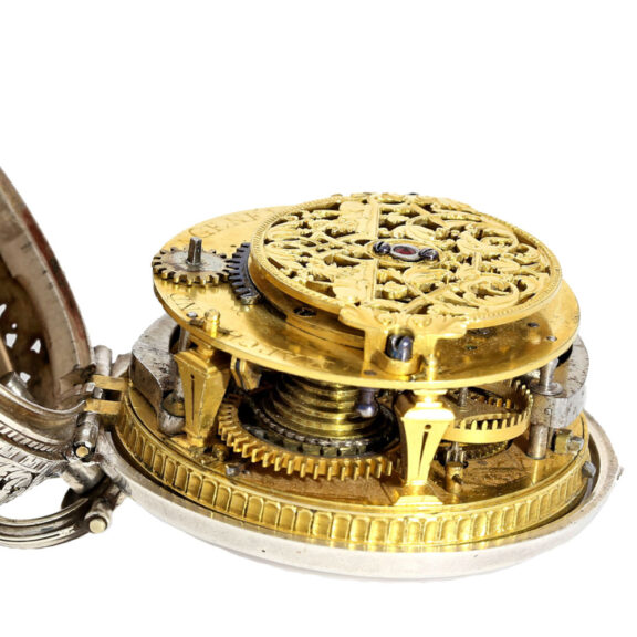 Swiss silver verge with repeating hours and quarters Circa 1700 Swiss silver verge with repeating hours and quarters Circa 1700