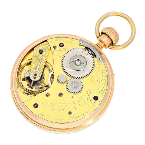 English gold watch with stoppable center second Circa 1872 English gold watch with stoppable center second Circa 1872