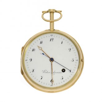 Swiss 18 carat gold watch with unususal seconde morte complication Circa 1790