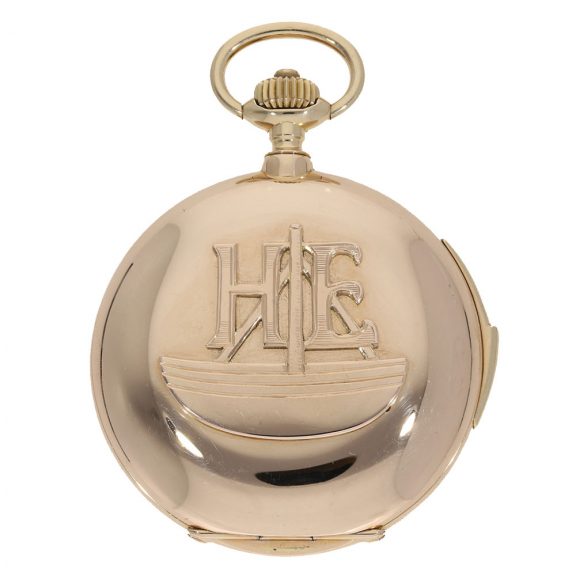 German 14 carat gold hunter case watch with repeater Circa 1920 German 14 carat gold hunter case watch with repeater Circa 1920