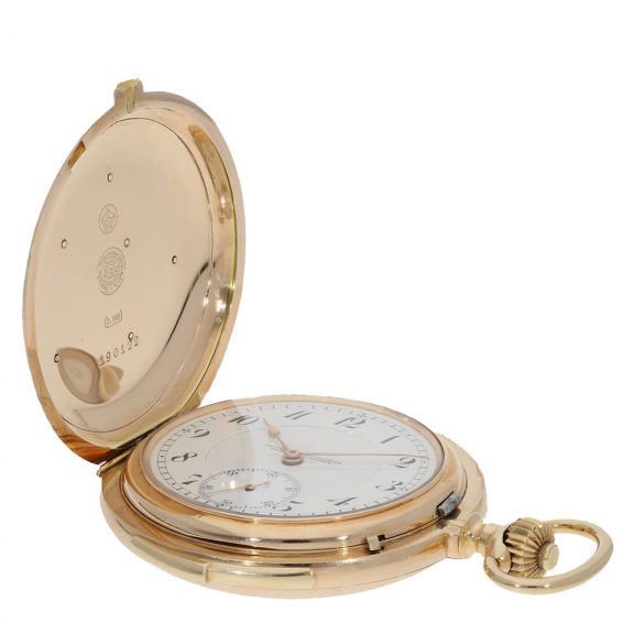 German 14 carat gold hunter case watch with repeater Circa 1920 German 14 carat gold hunter case watch with repeater Circa 1920