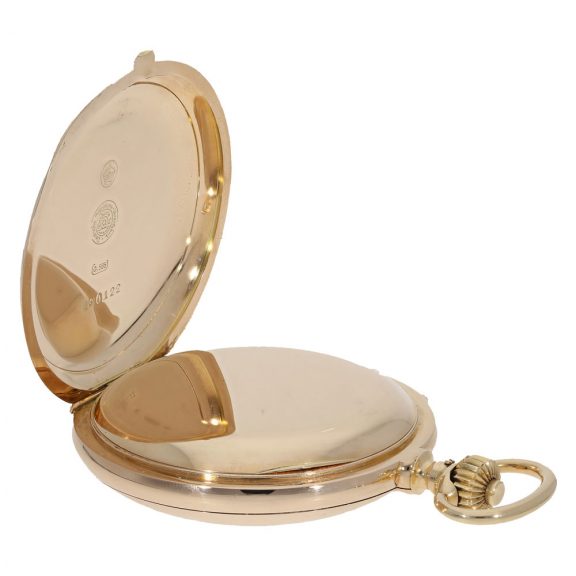 German 14 carat gold hunter case watch with repeater Circa 1920 German 14 carat gold hunter case watch with repeater Circa 1920