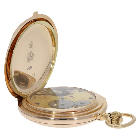 German 14 carat gold hunter case watch with repeater Circa 1920 German 14 carat gold hunter case watch with repeater Circa 1920
