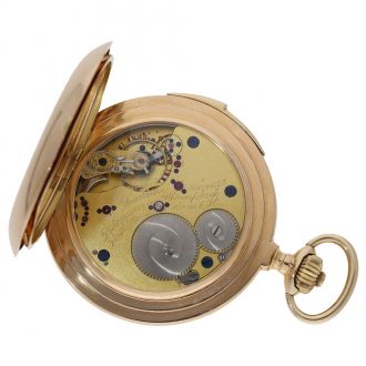 German 14 carat gold hunter case watch with repeater Circa 1920