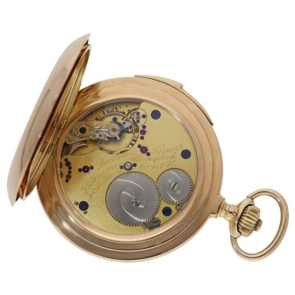 German 14 carat gold hunter case watch with repeater Circa 1920 German 14 carat gold hunter case watch with repeater Circa 1920