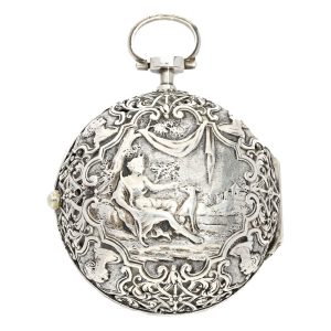 Magnificent silver Englische repoussé pocket watch Circa 1740