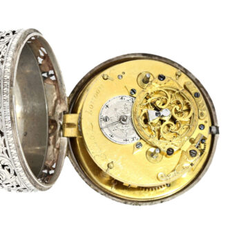 Magnificent silver Englische repoussé pocket watch Circa 1740