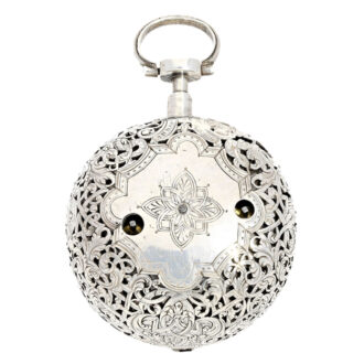 Magnificent silver Englische repoussé pocket watch Circa 1740