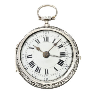 Magnificent silver Englische repoussé pocket watch Circa 1740