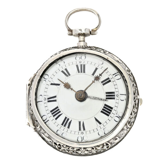 Magnificent silver Englische repoussé pocket watch Circa 1740 Magnificent silver Englische repoussé pocket watch Circa 1740