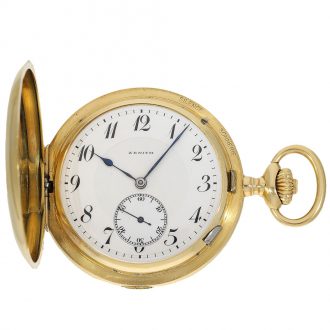 Swiss 18 carat gold full hunter case pocket watch Circa 1910