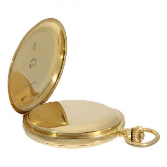 Swiss 18 carat gold full hunter case pocket watch Circa 1910