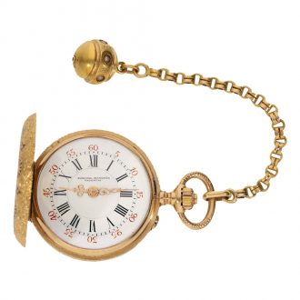 Spanish 18 carat gold and enamel full hunter case watch Circa 1890 Spanish 18 carat gold and enamel full hunter case watch Circa 1890