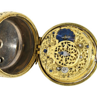 Rare Swiss gilt silver verge with self striking hours Circa 1695