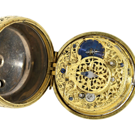 Rare Swiss gilt silver verge with self striking hours Circa 1695 Rare Swiss gilt silver verge with self striking hours Circa 1695