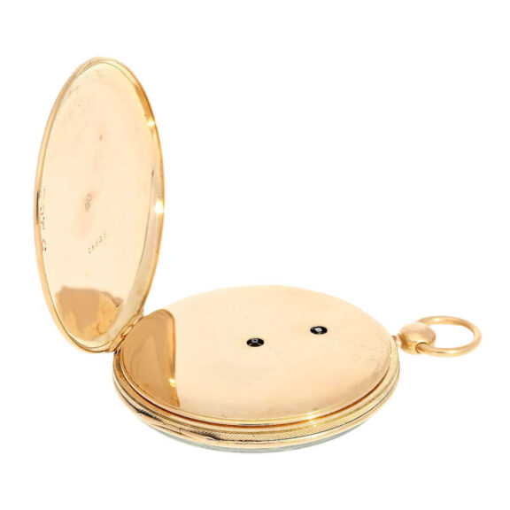 French gold with engine turned silver dial Circa 1825 French gold with engine turned silver dial Circa 1825