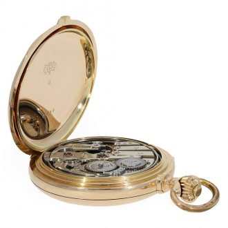 Swiss 14 Carat gold full hunter cased watch with minute repeater Circa 1900