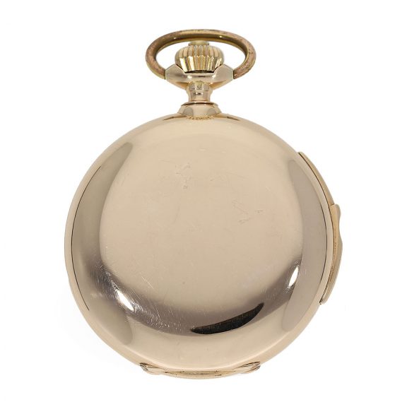 Swiss 14 Carat gold full hunter cased watch with minute repeater Circa 1900 Swiss 14 Carat gold full hunter cased watch with minute repeater Circa 1900