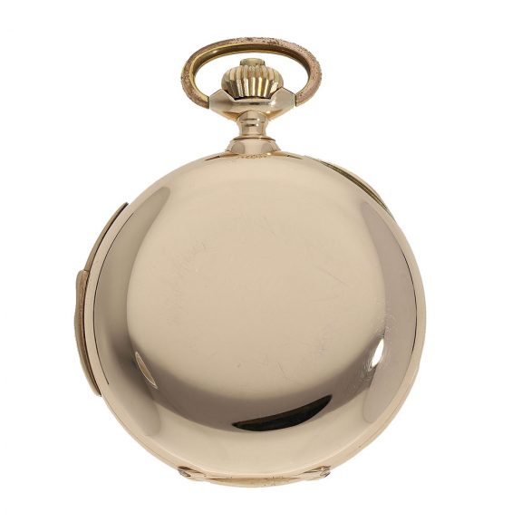 Swiss 14 Carat gold full hunter cased watch with minute repeater Circa 1900 Swiss 14 Carat gold full hunter cased watch with minute repeater Circa 1900
