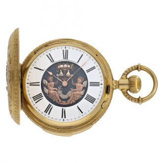 Swiss 18 carat gold and enamel à goutte case repeater watch Circa 1880