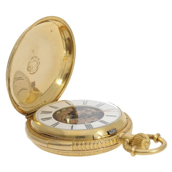 Swiss 18 carat gold and enamel à goutte case repeater watch Circa 1880 Swiss 18 carat gold and enamel à goutte case repeater watch Circa 1880