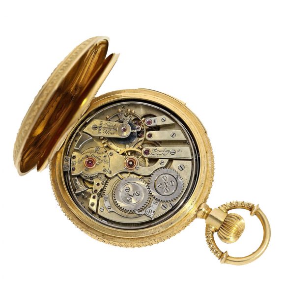 Swiss 18 carat gold and enamel à goutte case repeater watch Circa 1880 Swiss 18 carat gold and enamel à goutte case repeater watch Circa 1880