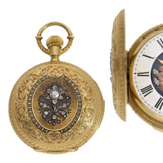 Swiss 18 carat gold and enamel à goutte case repeater watch Circa 1880
