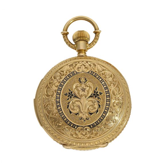 Swiss 18 carat gold and enamel à goutte case repeater watch Circa 1880 Swiss 18 carat gold and enamel à goutte case repeater watch Circa 1880