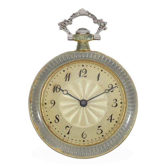 Swiss 18 carat gold and enamel watch decorated with pearls Circa 1900