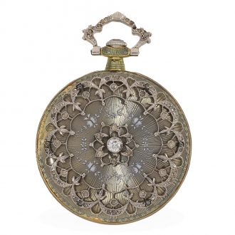 Swiss 18 carat gold and enamel watch decorated with pearls Circa 1900