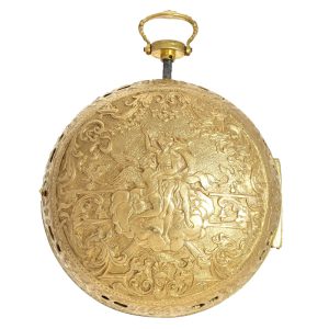 French gilt quarter repeating repoussé watch Circa 1720