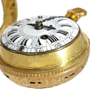 French gilt quarter repeating repoussé watch Circa 1720