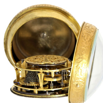 French gilt quarter repeating repoussé watch Circa 1720