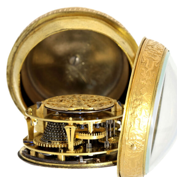 French gilt quarter repeating repoussé watch Circa 1720 French gilt quarter repeating repoussé watch Circa 1720