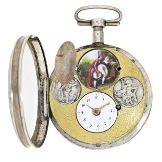 French verge pocket watch with hidden erotic scene Circa 1790 French verge pocket watch with hidden erotic scene Circa 1790