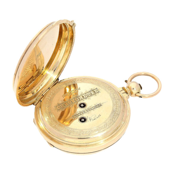 Heavy Swiss gold hunting cased pocket watch Circa 1865 Heavy Swiss gold hunting cased pocket watch Circa 1865