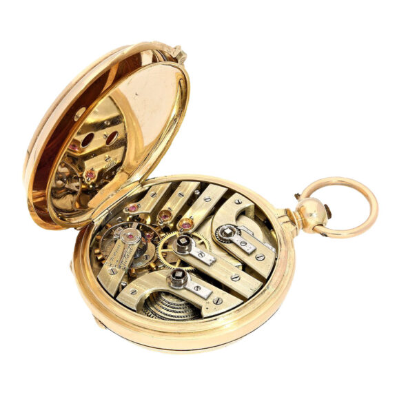 Heavy Swiss gold hunting cased pocket watch Circa 1865 Heavy Swiss gold hunting cased pocket watch Circa 1865
