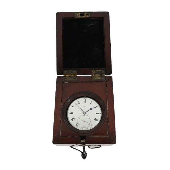 English silver deck chronometer with original box Circa 1829 English silver deck chronometer with original box Circa 1829