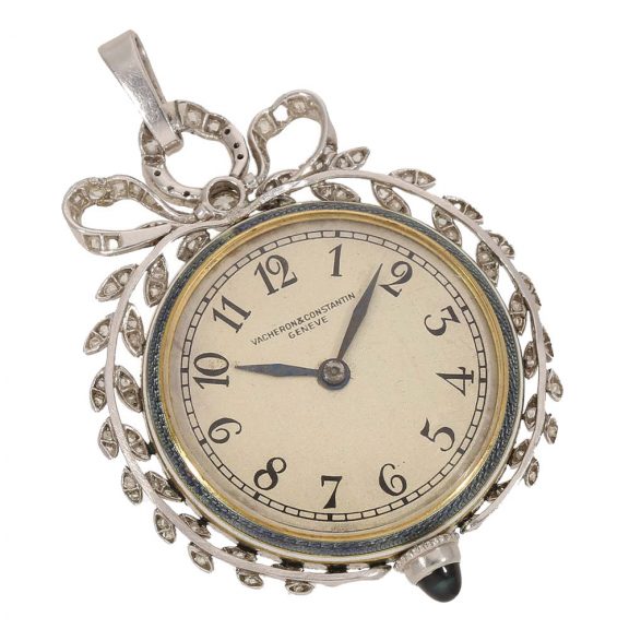Swiss 18 carat gold and platinum pendant watch Circa 1920 Swiss 18 carat gold and platinum pendant watch Circa 1920
