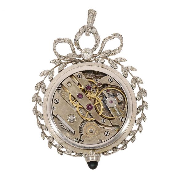 Swiss 18 carat gold and platinum pendant watch Circa 1920 Swiss 18 carat gold and platinum pendant watch Circa 1920
