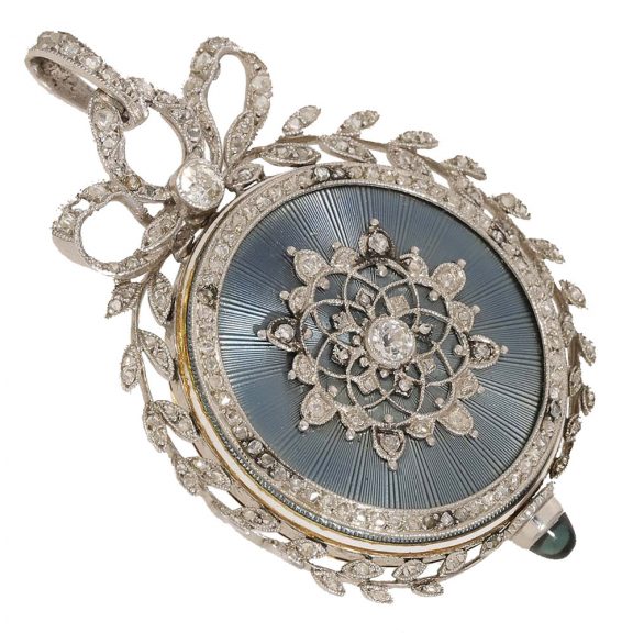 Swiss 18 carat gold and platinum pendant watch Circa 1920 Swiss 18 carat gold and platinum pendant watch Circa 1920